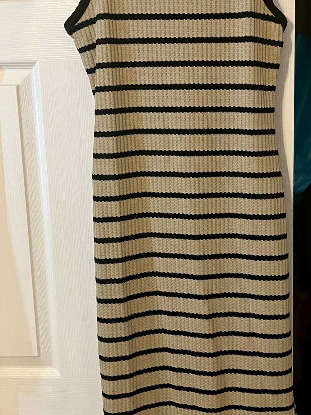 SHEIN | Dresses | Shein Black Cream Striped Sleeveless Knit Dress